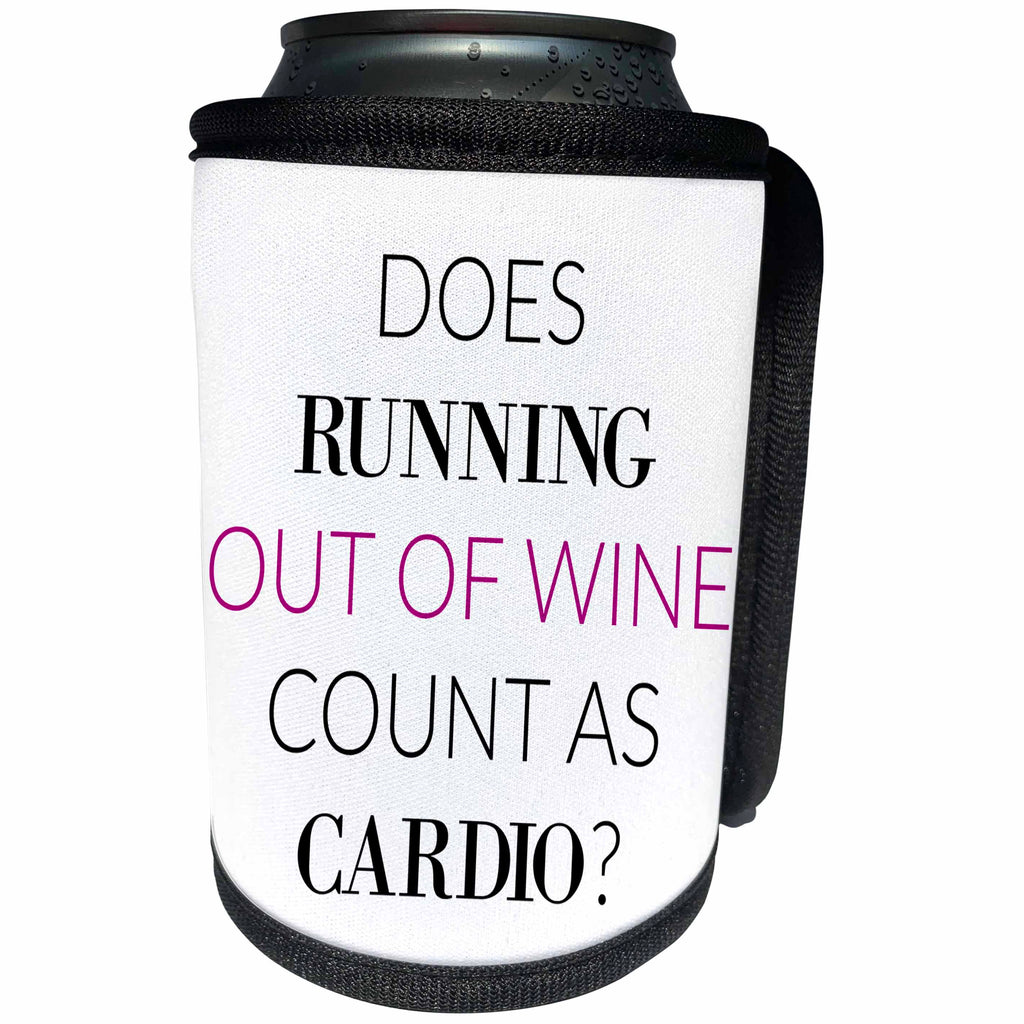 3dRose BrooklynMeme Funny Sayings - Does running out of wine count as cardio - Can Cooler Bottle Wrap (cc_253065)