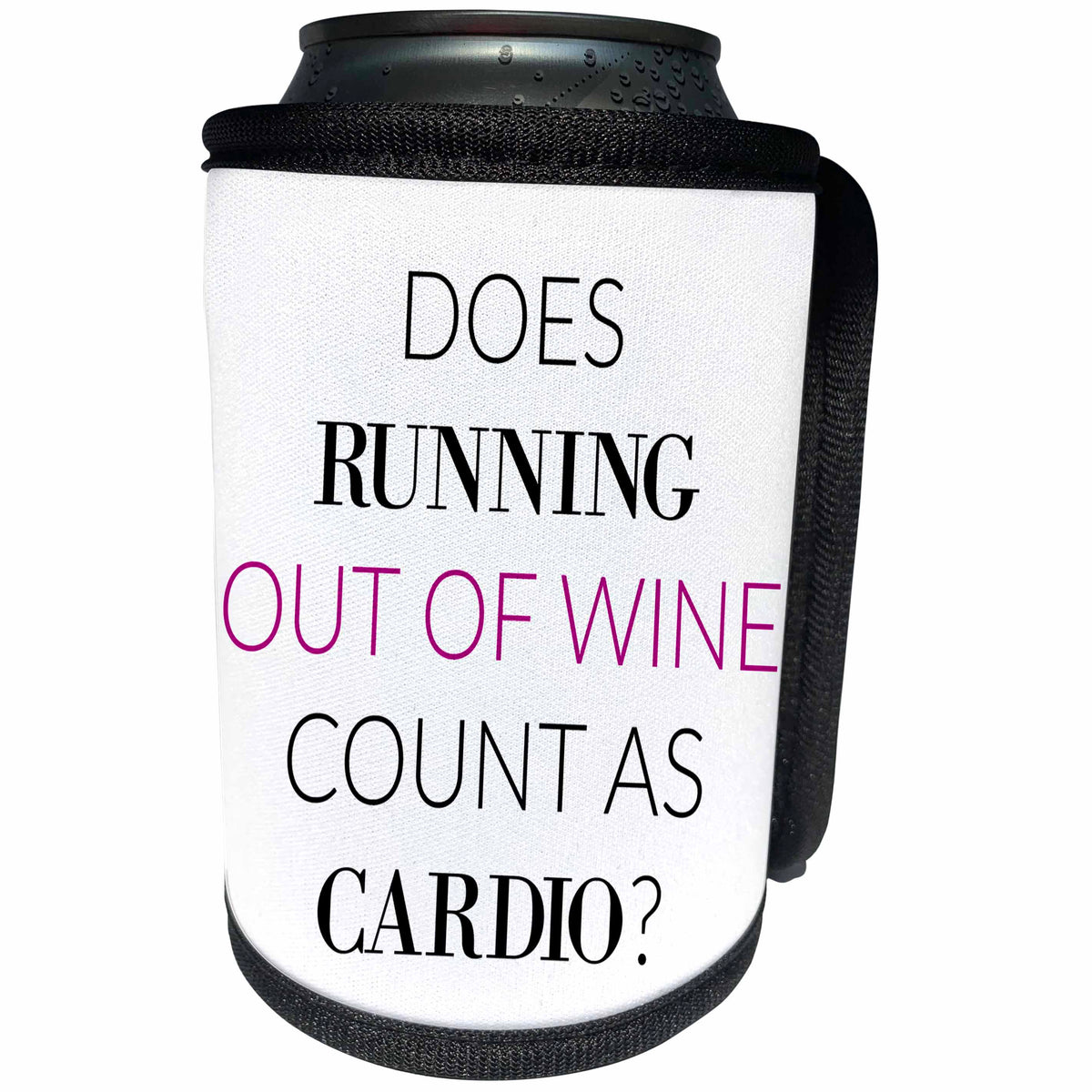 3dRose BrooklynMeme Funny Sayings - Does running out of wine count as cardio - Can Cooler Bottle Wrap (cc_253065)
