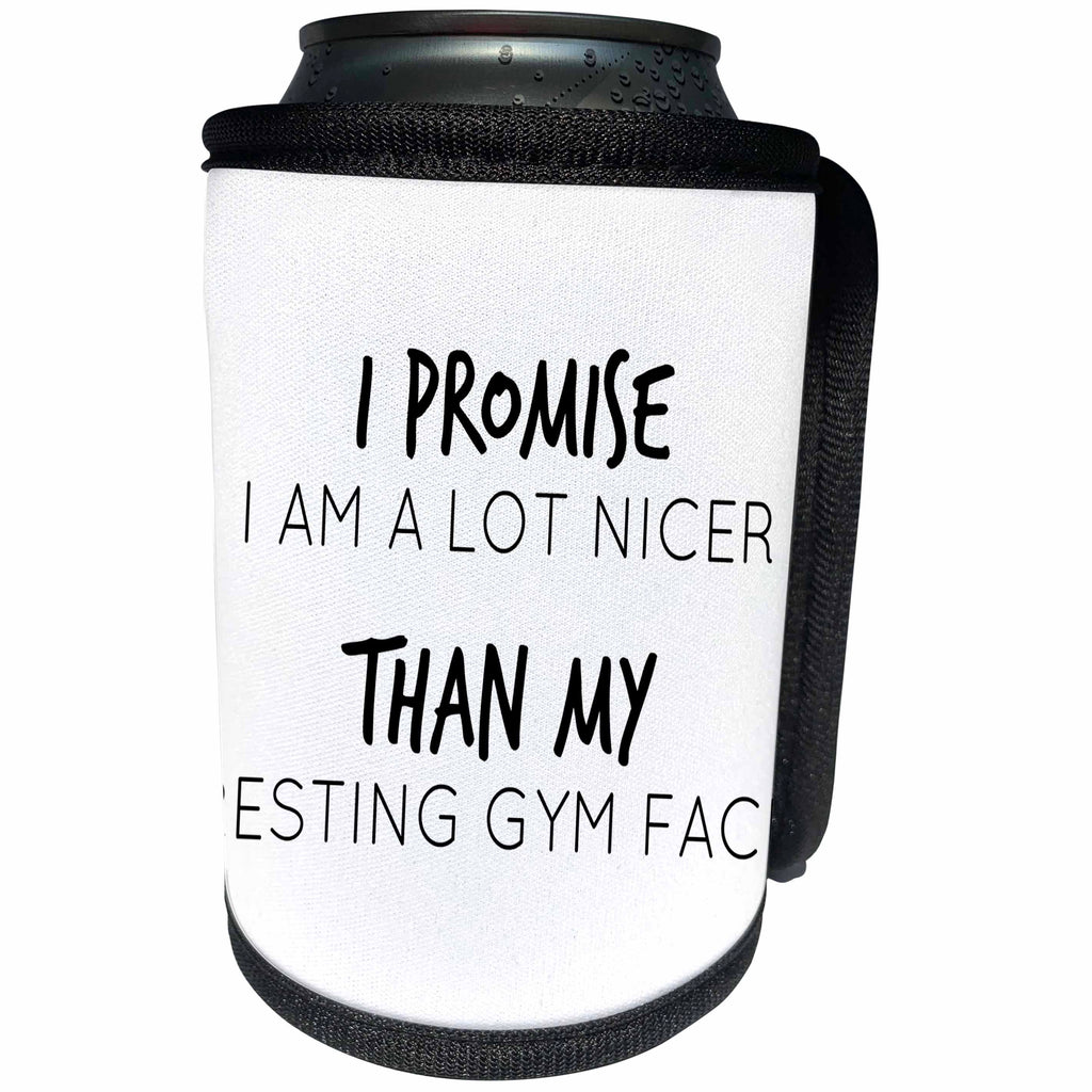 3dRose BrooklynMeme Funny Sayings - I am a lot nicer than my resting gym face - Can Cooler Bottle Wrap (cc_253067)