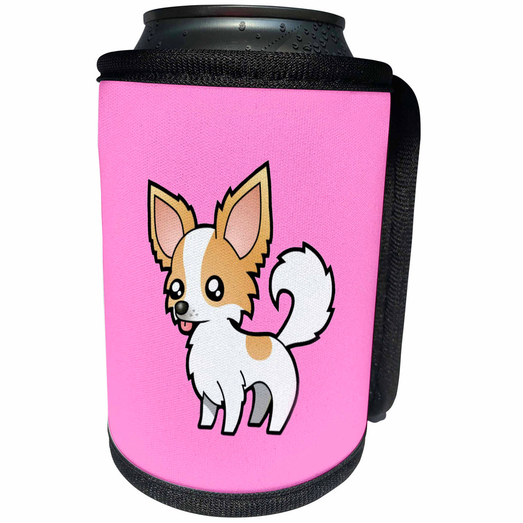 3dRose BrooklynMeme Dogs - Chihuahua on a pink background - Can Cooler Bottle Wrap (cc_253072)