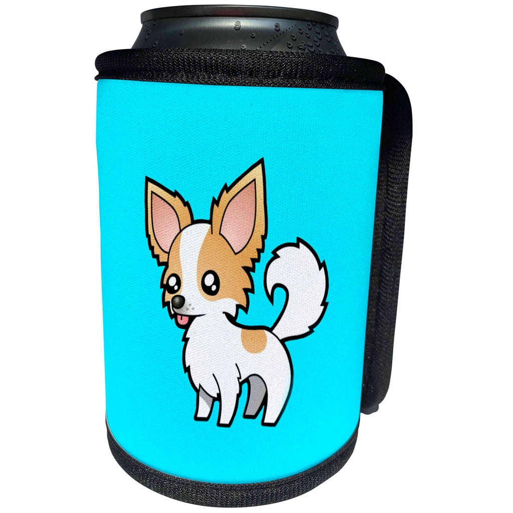 3dRose BrooklynMeme Dogs - Chihuahua on a light blue background - Can Cooler Bottle Wrap (cc_253073)