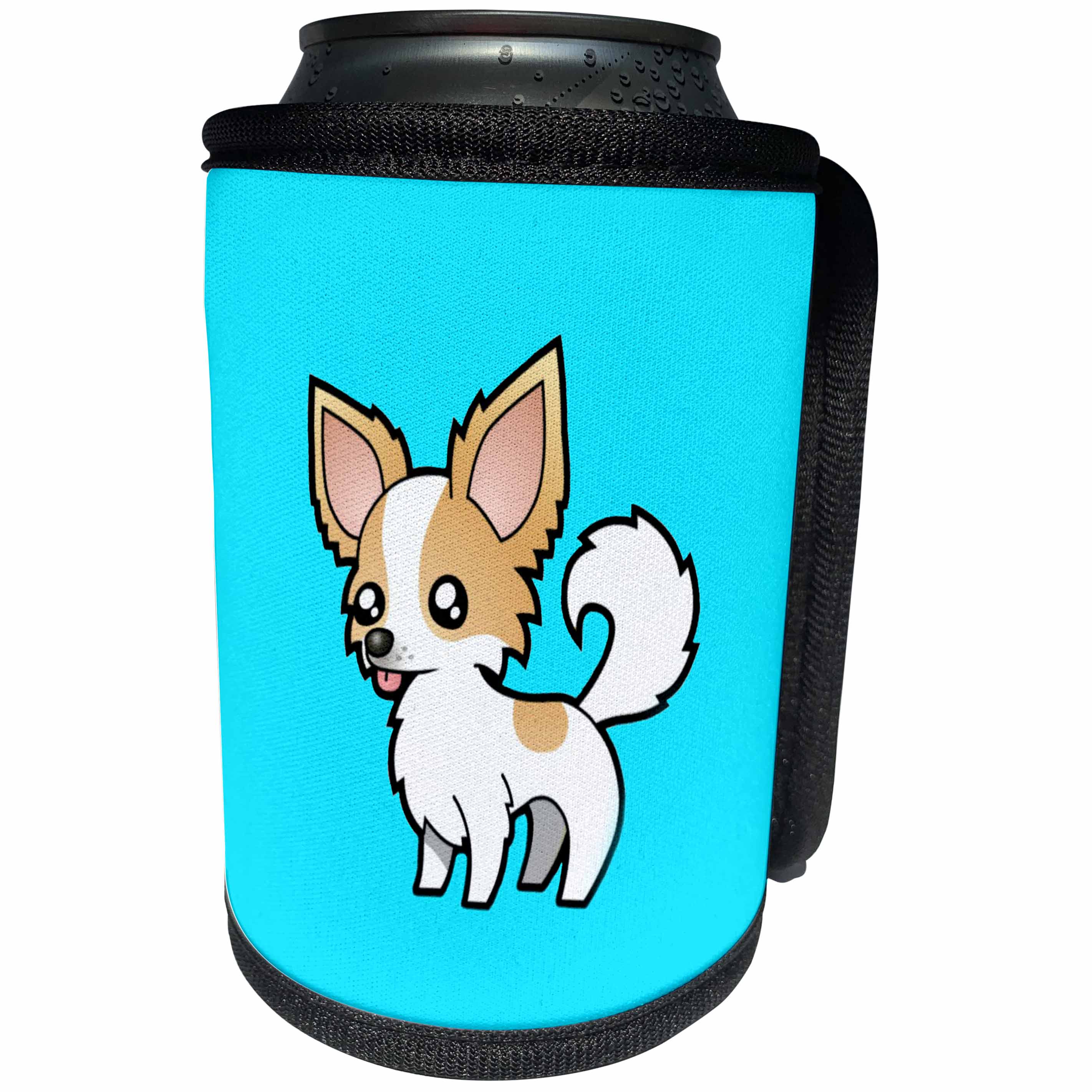 3dRose BrooklynMeme Dogs - Chihuahua on a light blue background - Can Cooler Bottle Wrap (cc_253073)