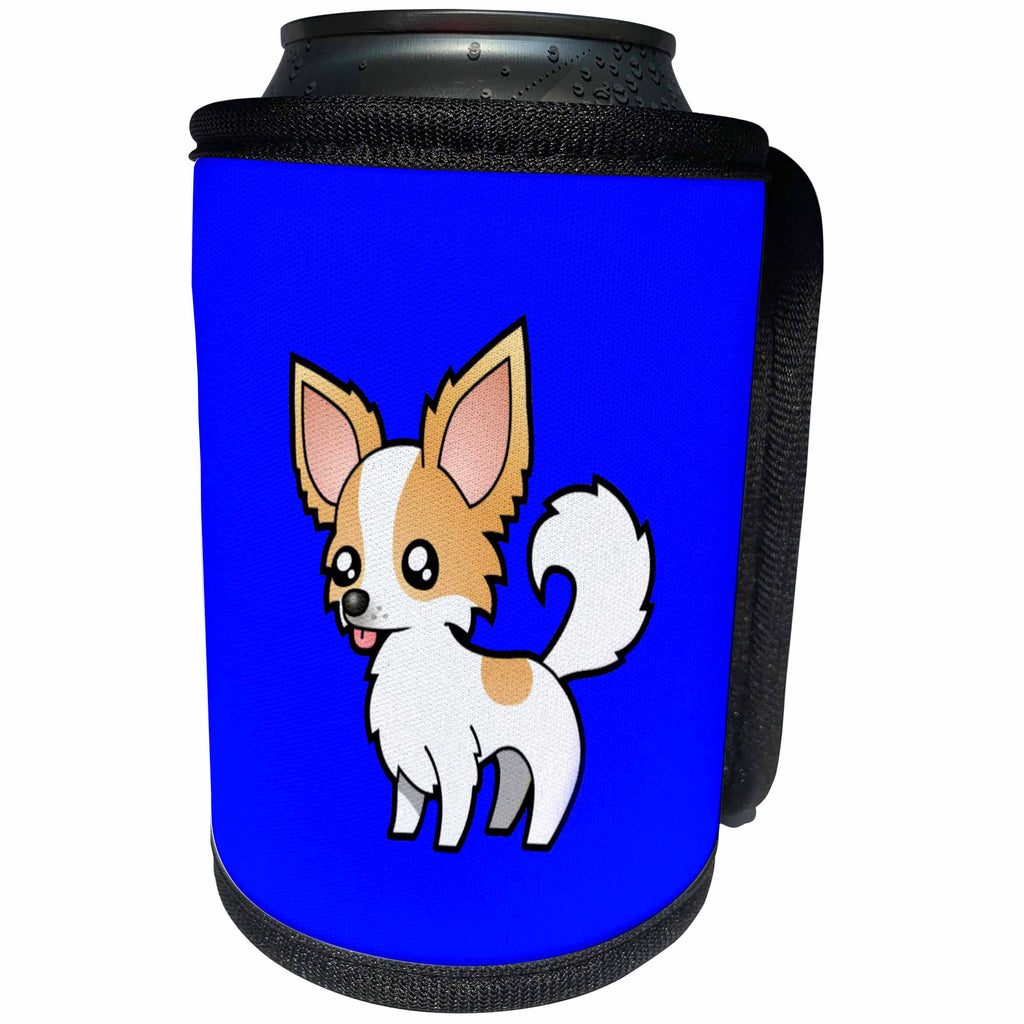 3dRose BrooklynMeme Dogs - Chihuahua on a dark blue background - Can Cooler Bottle Wrap (cc_253074)