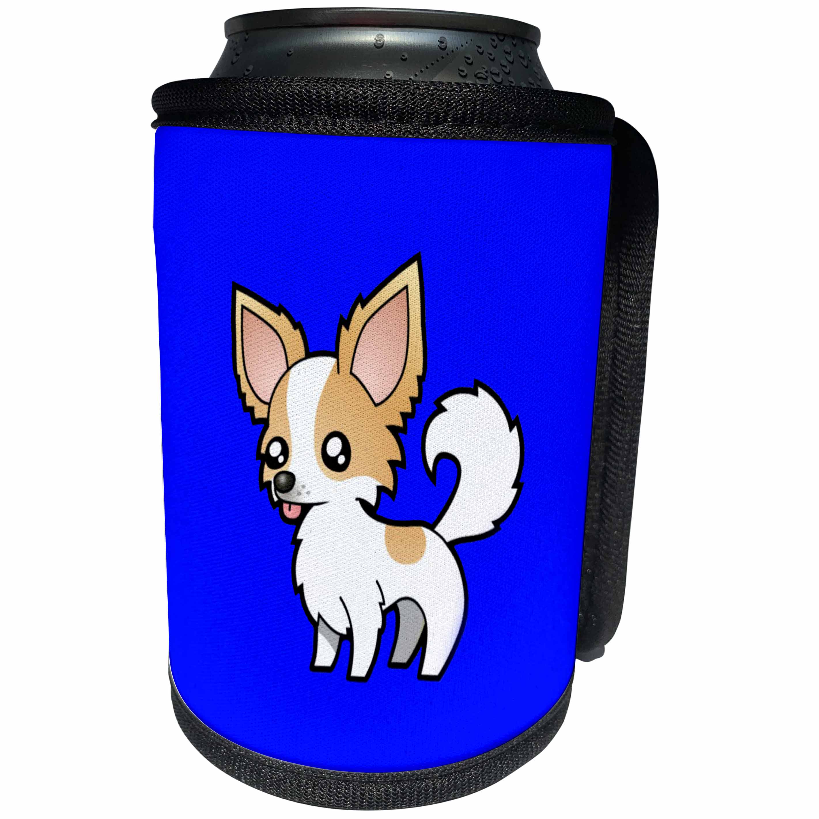 3dRose BrooklynMeme Dogs - Chihuahua on a dark blue background - Can Cooler Bottle Wrap (cc_253074)