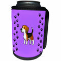 3dRose BrooklynMeme Dogs - Beagle on a purple background with paw prints - Can Cooler Bottle Wrap (cc_253082)