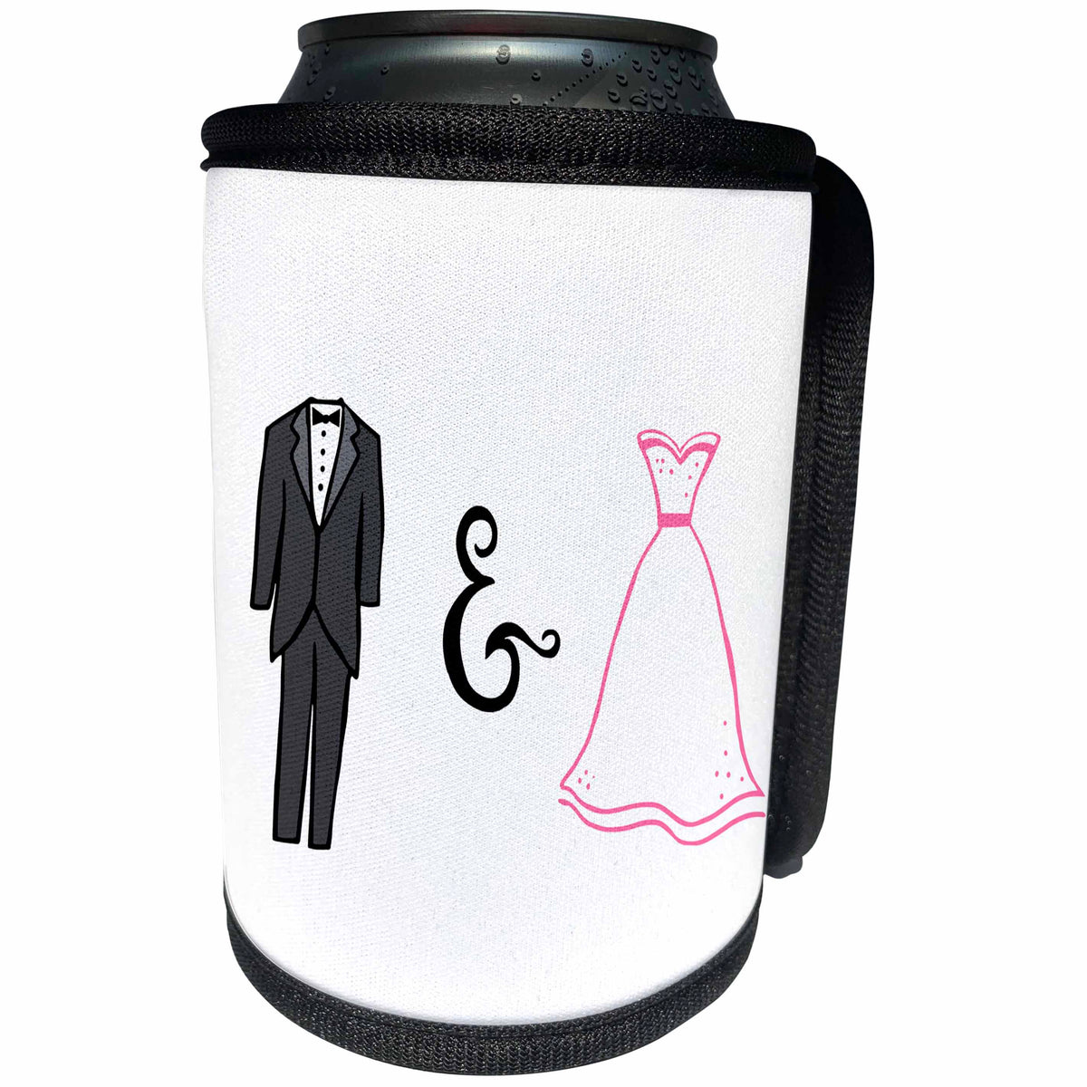 3dRose BrooklynMeme Wedding - Tuxedo and Wedding dress - Can Cooler Bottle Wrap (cc_253104)