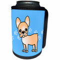3dRose Janna Salak Designs Dogs - Cute Cream French Bulldog Red with Pawprints - Can Cooler Bottle Wrap (cc_25322)