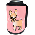 3dRose Janna Salak Designs Dogs - Cute Cream French Bulldog Pink with Pawprints - Can Cooler Bottle Wrap (cc_25323)