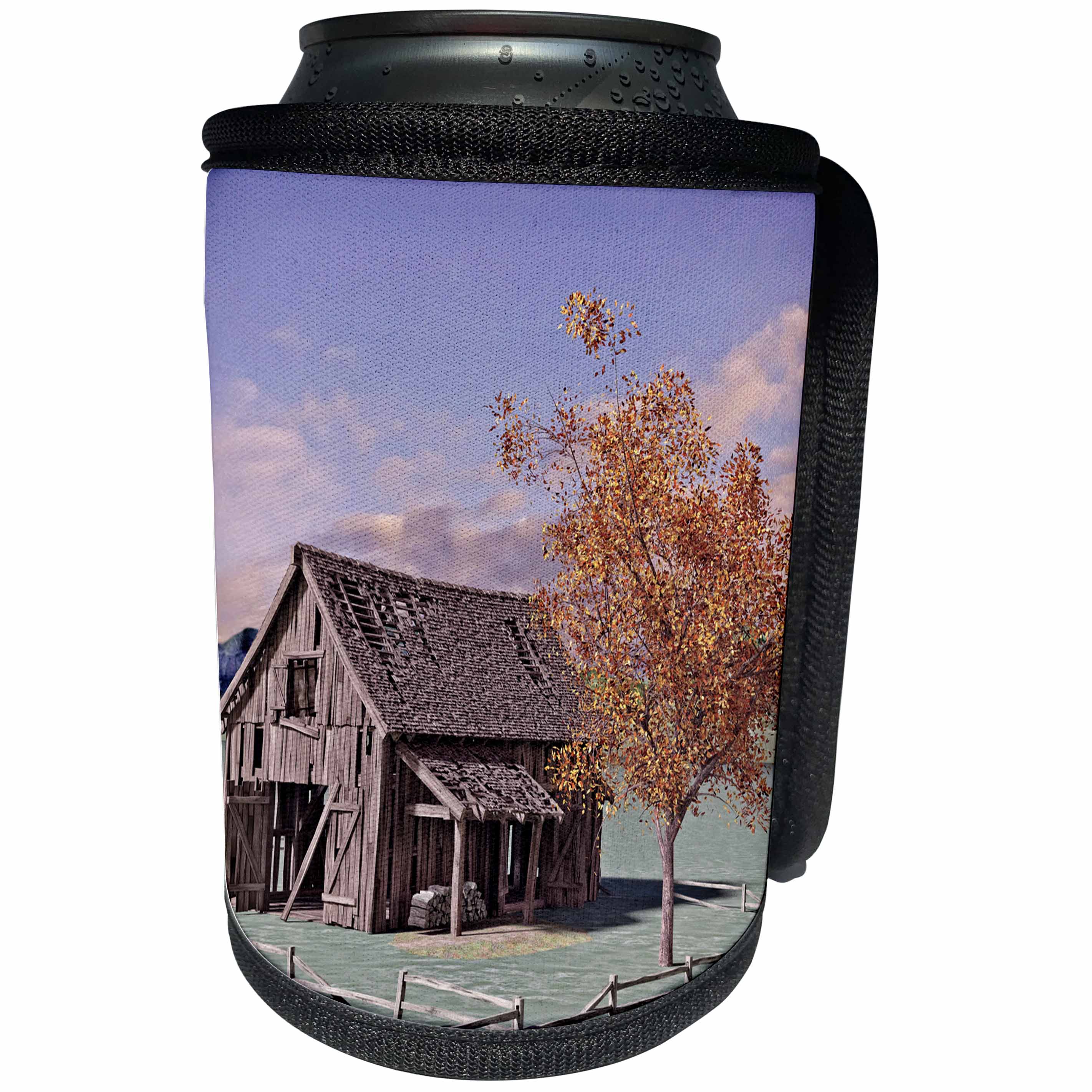 3dRose Boehm Graphics Landscape - Old Barn Close Up in Autumn - Can Cooler Bottle Wrap (cc_253238)