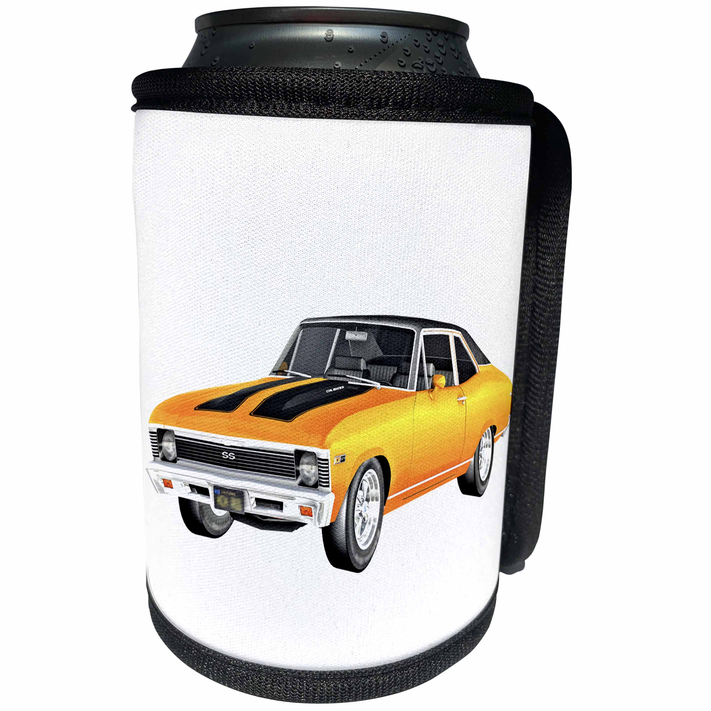 3dRose Boehm Graphics Car - 1968 Gold Muscle Car - Can Cooler Bottle Wrap (cc_253252)