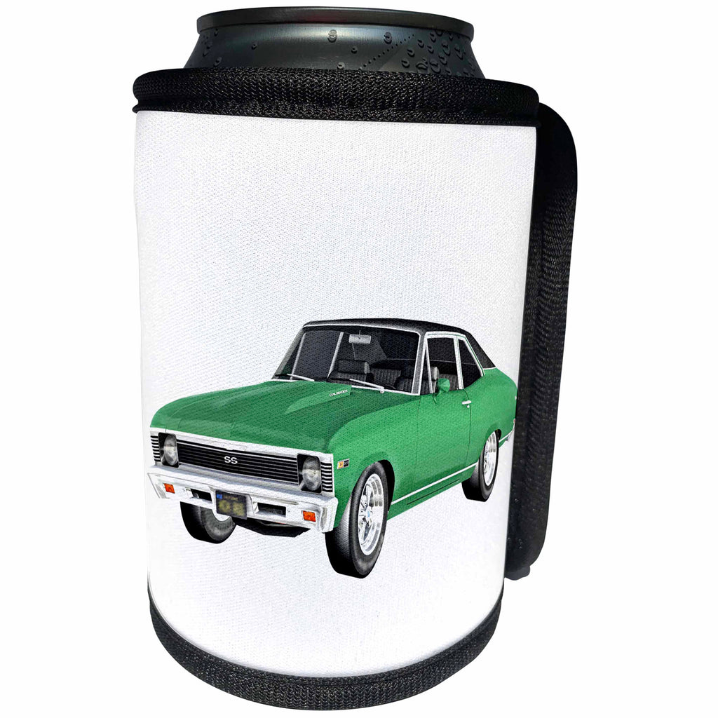 3dRose Boehm Graphics Car - 1968 Green Muscle Car - Can Cooler Bottle Wrap (cc_253253)