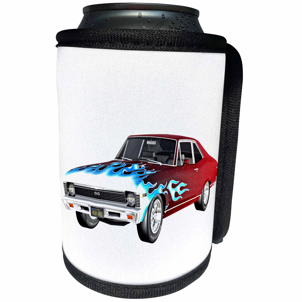 3dRose Boehm Graphics Car - 1968 Red White and Blue Muscle Car - Can Cooler Bottle Wrap (cc_253255)