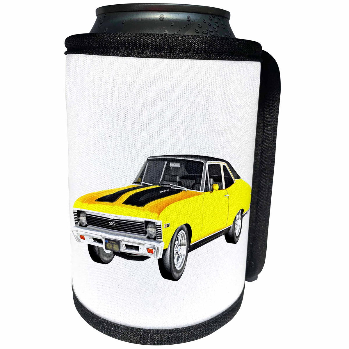 3dRose Boehm Graphics Car - 1968 Yellow Muscle Car - Can Cooler Bottle Wrap (cc_253258)
