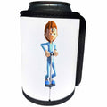 3dRose Boehm Graphics Cartoon - Cartoon Boy on a Pogo Stick - Can Cooler Bottle Wrap (cc_253265)