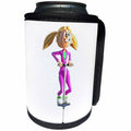 3dRose Boehm Graphics Cartoon - Cartoon Girl on a Pogo Stick - Can Cooler Bottle Wrap (cc_253266)