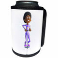 3dRose Boehm Graphics Cartoon - Cartoon African American Girl on a Pogo Stick - Can Cooler Bottle Wrap (cc_253268)