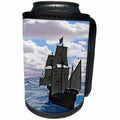 3dRose Boehm Graphics Ship - Medieval Ship Sailing on a Rough Sea on a Cloudy Day - Can Cooler Bottle Wrap (cc_253274)