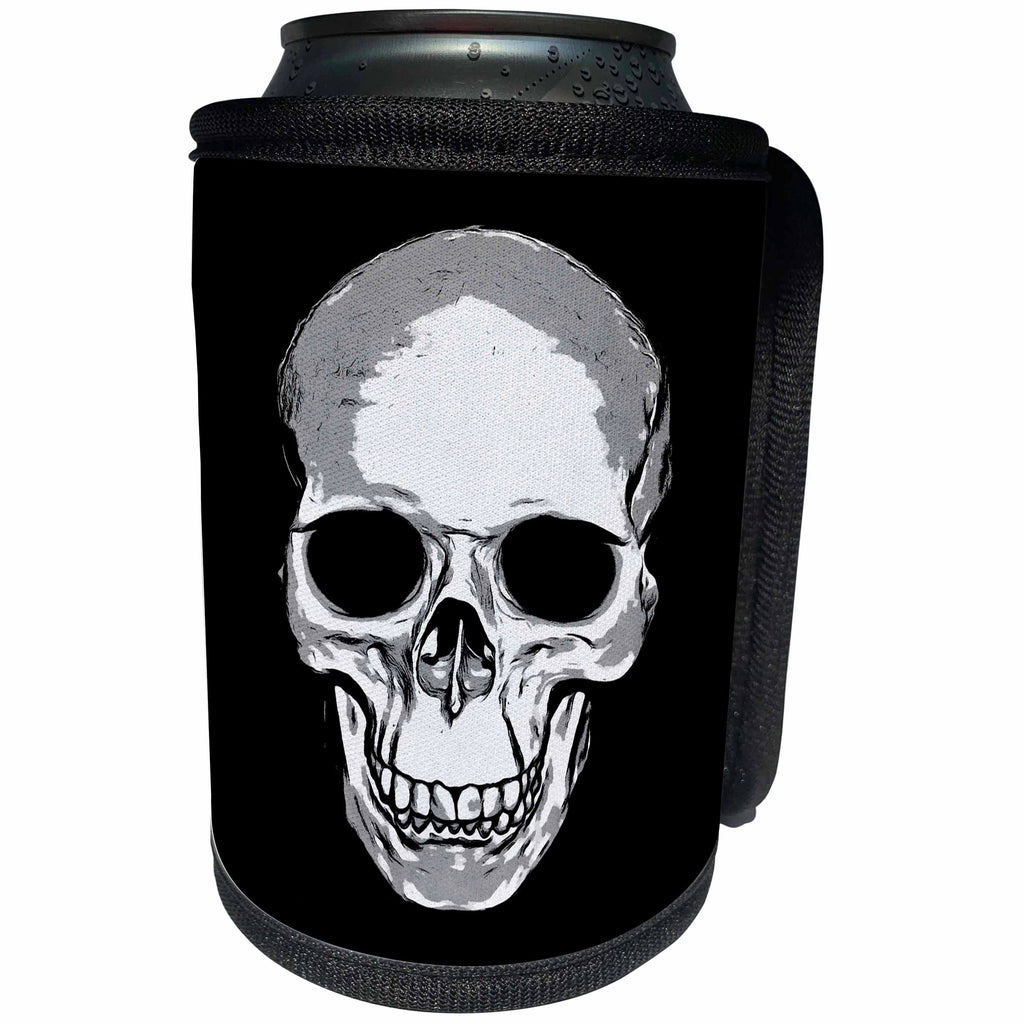3dRose Taiche - Photography - Skull - Monotone Skull - Can Cooler Bottle Wrap (cc_253281)