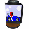 3dRose Janna Salak Designs Racing - Boy Stuff Blue Racecar on the Road - Can Cooler Bottle Wrap (cc_25336)