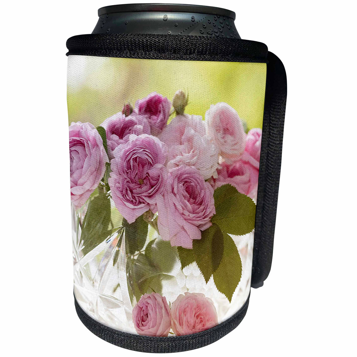 3dRose Uta Naumann Photography Flowers - English Vintage Roses in Crystal Bowl - Can Cooler Bottle Wrap (cc_253362)