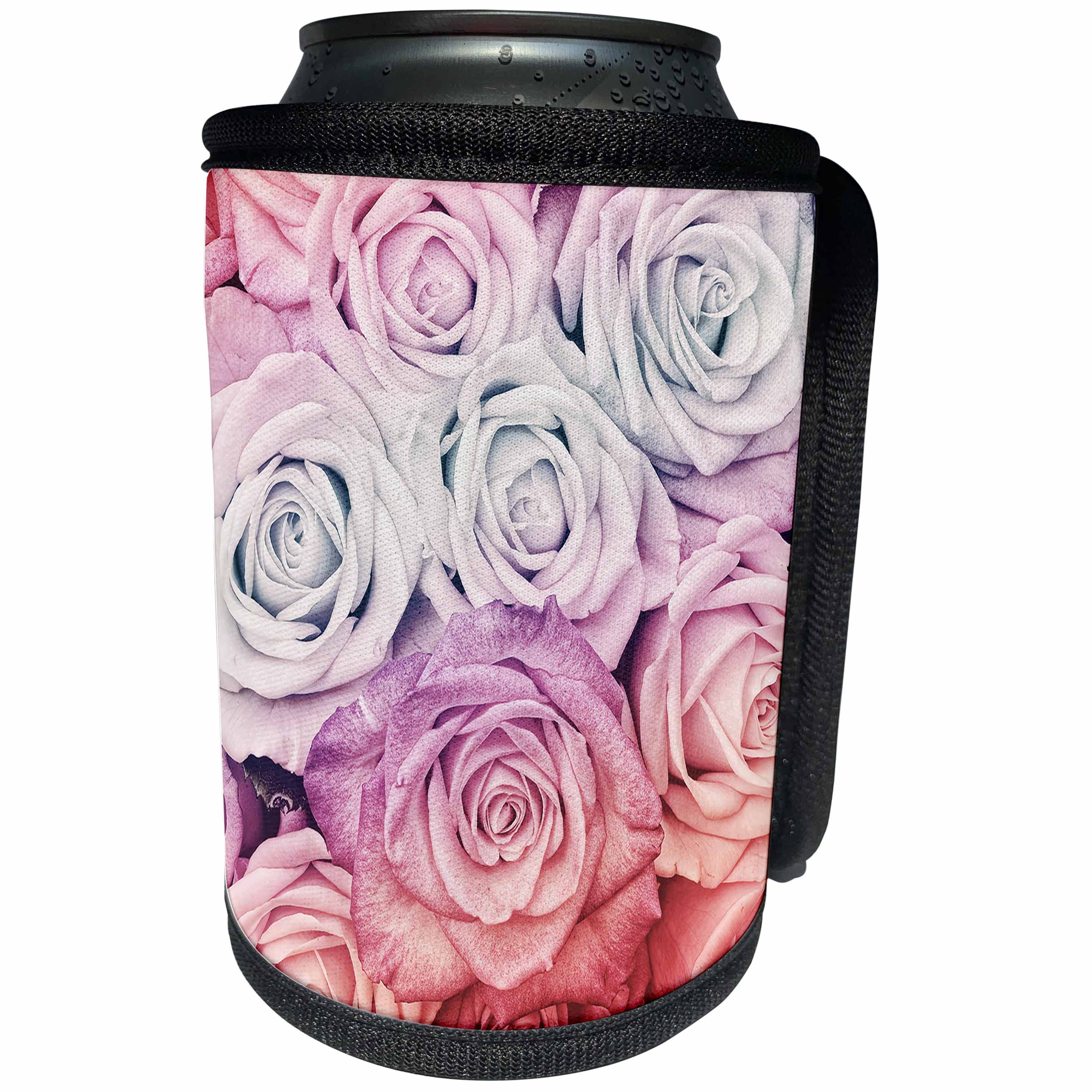 3dRose Uta Naumann Photography Flowers - Bunch of Colorful Roses in Grey and Pink - Can Cooler Bottle Wrap (cc_253390)