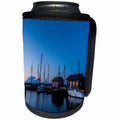 3dRose Uta Naumann Photography Landscapes - Landscape Photography Harbour Blue Hour with Boat and Houses - Can Cooler Bottle Wrap (cc_253402)