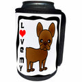3dRose Janna Salak Designs Dogs - I Love My French Bulldog Chocolate Brown - Can Cooler Bottle Wrap (cc_25350)