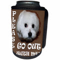 3dRose RinaPiro - Funny Quotes - Please go out with me. Cute white Maltese. - Can Cooler Bottle Wrap (cc_253503)