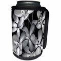 3dRose Costasonlineshop Black and White - Black White Wild Flowers - Can Cooler Bottle Wrap (cc_253516)