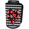 3dRose Janna Salak Designs Prints and Patterns - Red Paisley Heart on Black and White Check - Can Cooler Bottle Wrap (cc_25353)