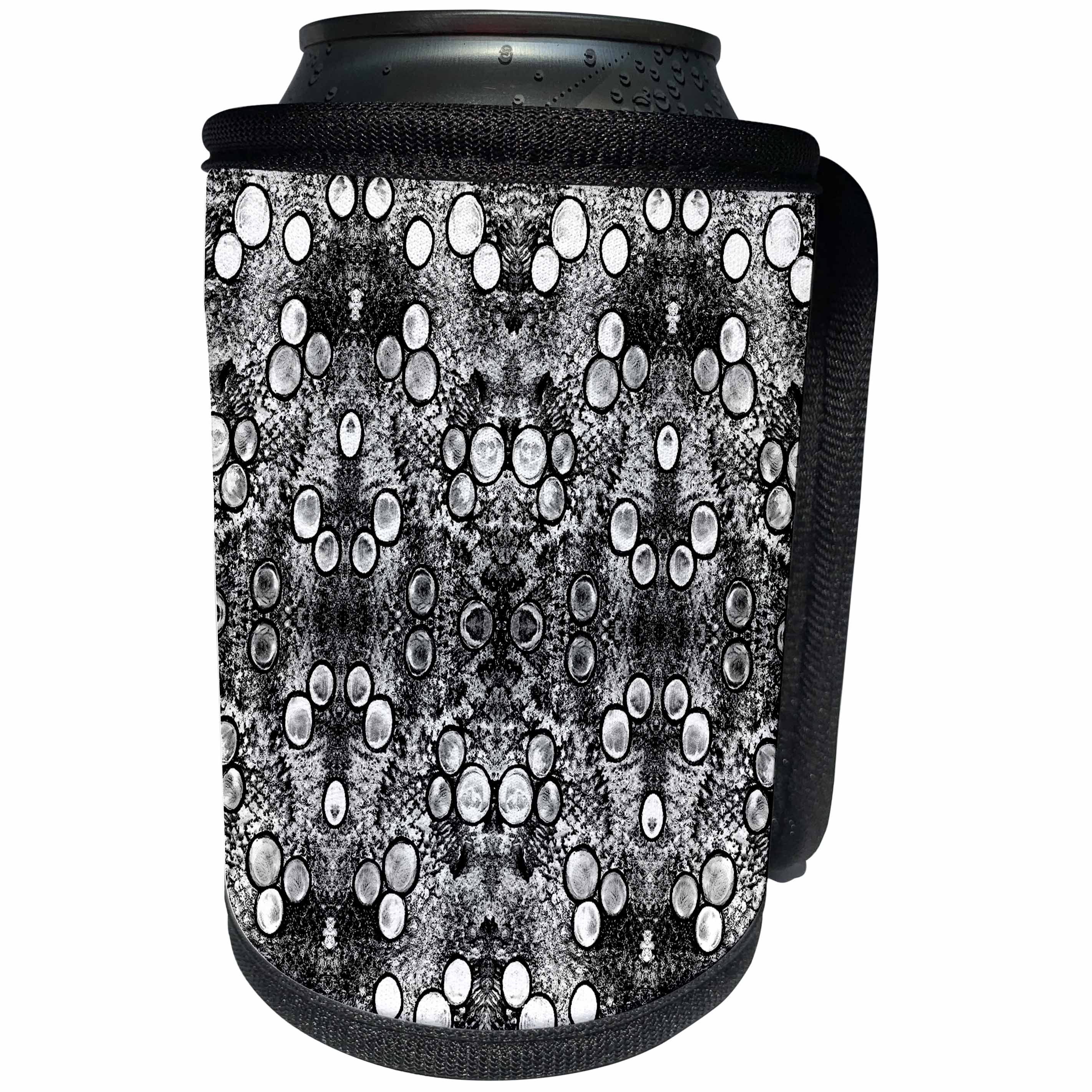 3dRose Costasonlineshop Black and White - Black White Oriental Folklore Point Pattern - Can Cooler Bottle Wrap (cc_253540)
