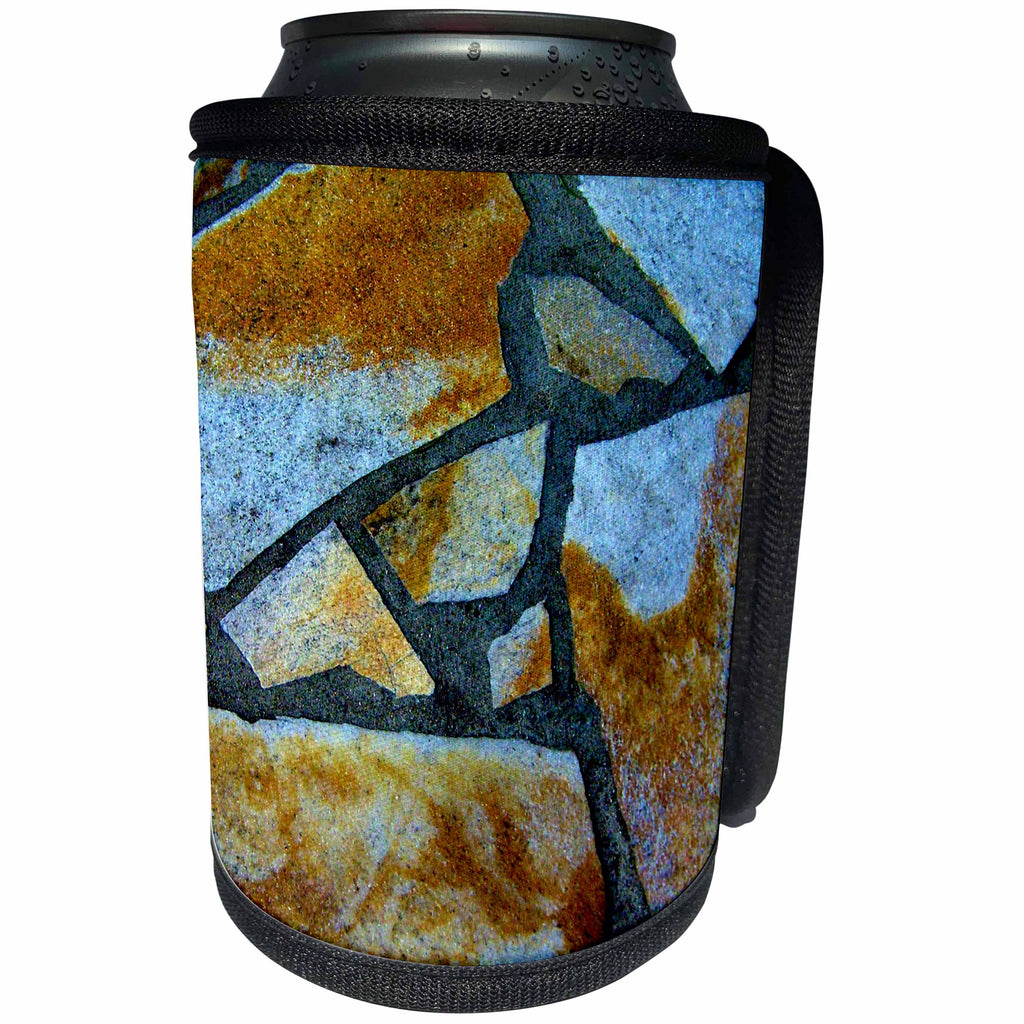 3dRose Costasonlineshop Mosaics - Blue Brown Stone Mosaic - Can Cooler Bottle Wrap (cc_253542)