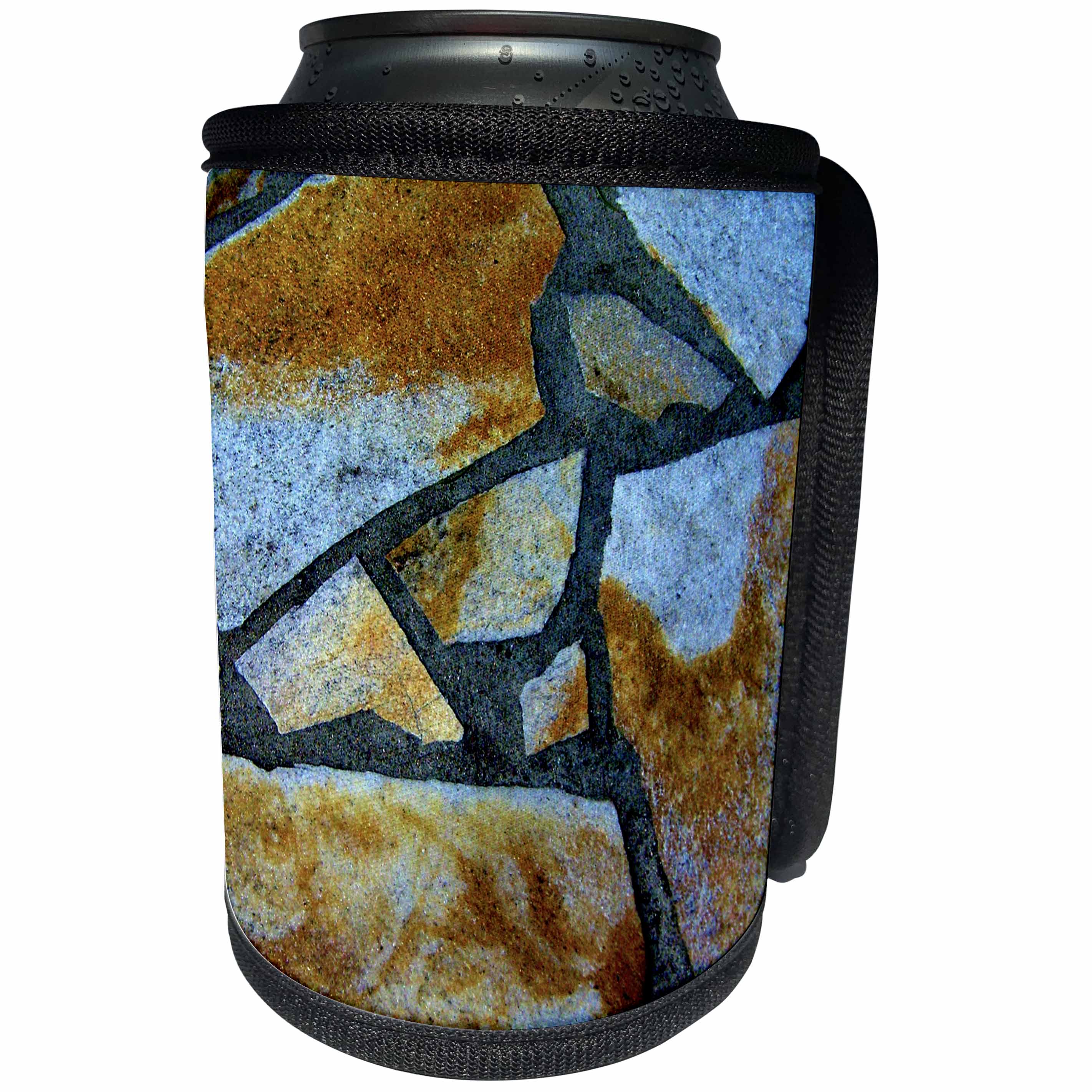 3dRose Costasonlineshop Mosaics - Blue Brown Stone Mosaic - Can Cooler Bottle Wrap (cc_253542)