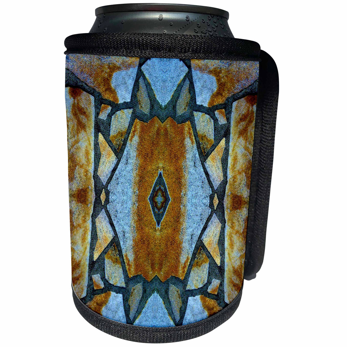 3dRose Costasonlineshop Mosaics - Blue Brown Stone Mosaic Pattern - Can Cooler Bottle Wrap (cc_253543)