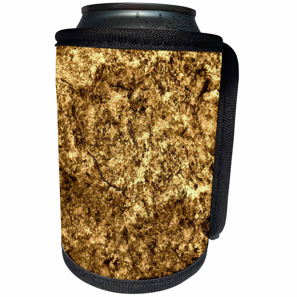 3dRose Costasonlineshop Background - Gold Brown Mottled Stone Background - Can Cooler Bottle Wrap (cc_253566)