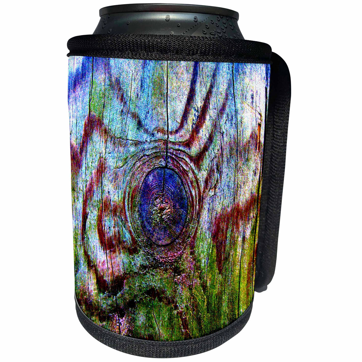 3dRose Costasonlineshop Nature - Colorful Wood Grain Blue Brown Green - Can Cooler Bottle Wrap (cc_253567)