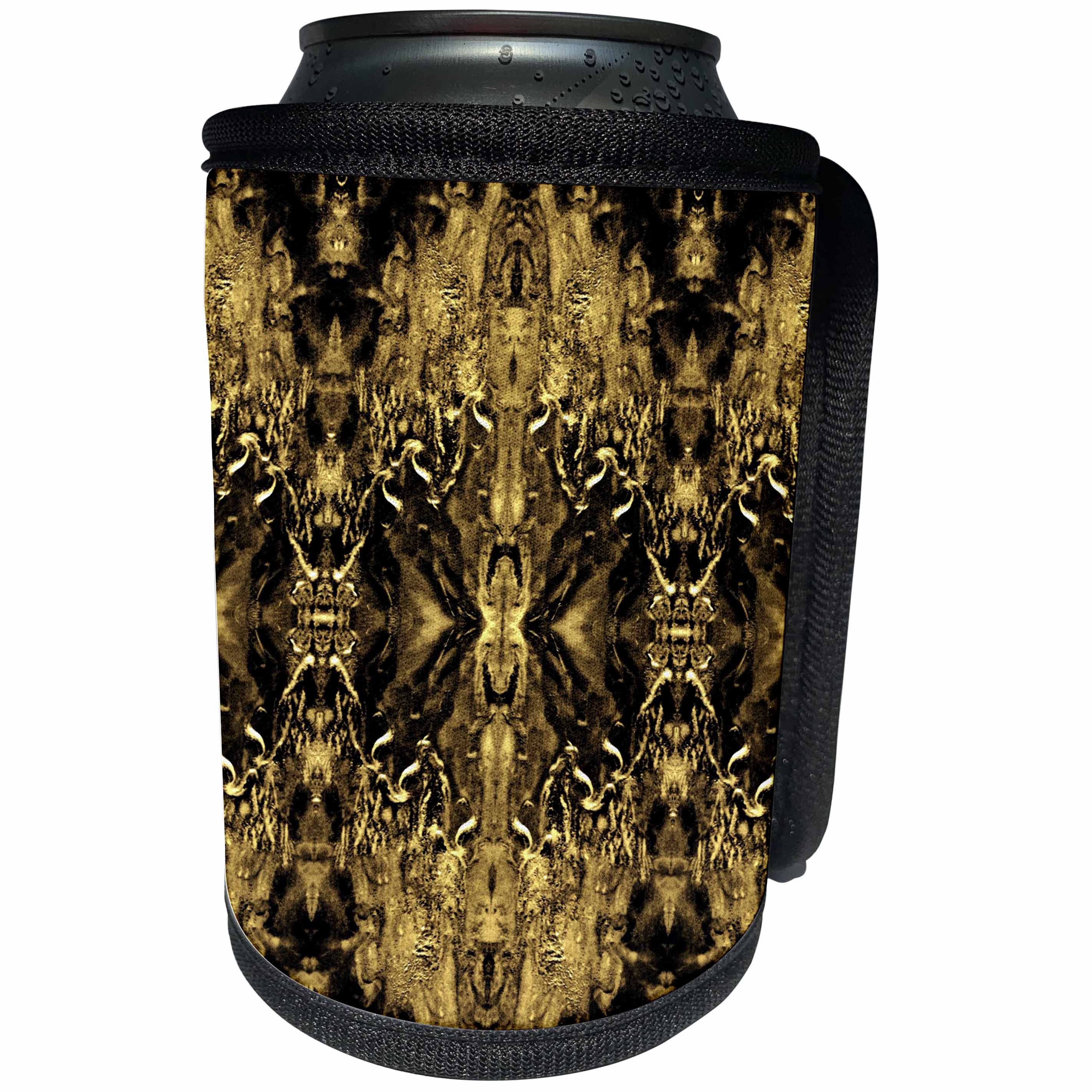 3dRose Costasonlineshop Pattern - Gold Beige Brown Baroque Gothic Pattern - Can Cooler Bottle Wrap (cc_253568)