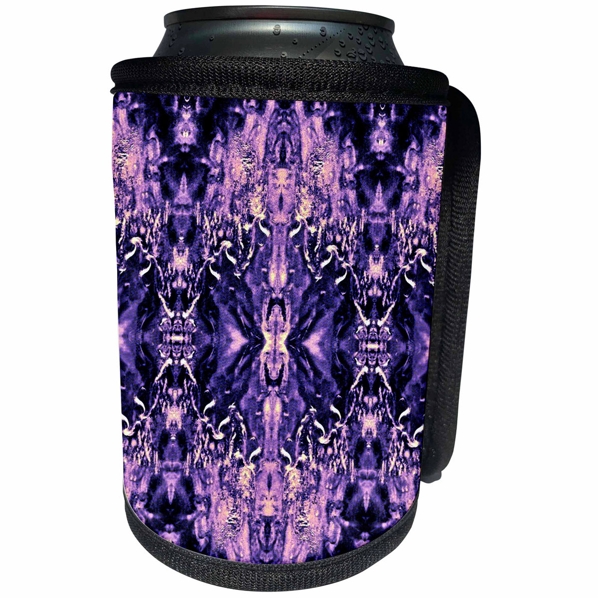 3dRose Costasonlineshop Pattern - Purple Black Baroque Gothic Pattern - Can Cooler Bottle Wrap (cc_253570)