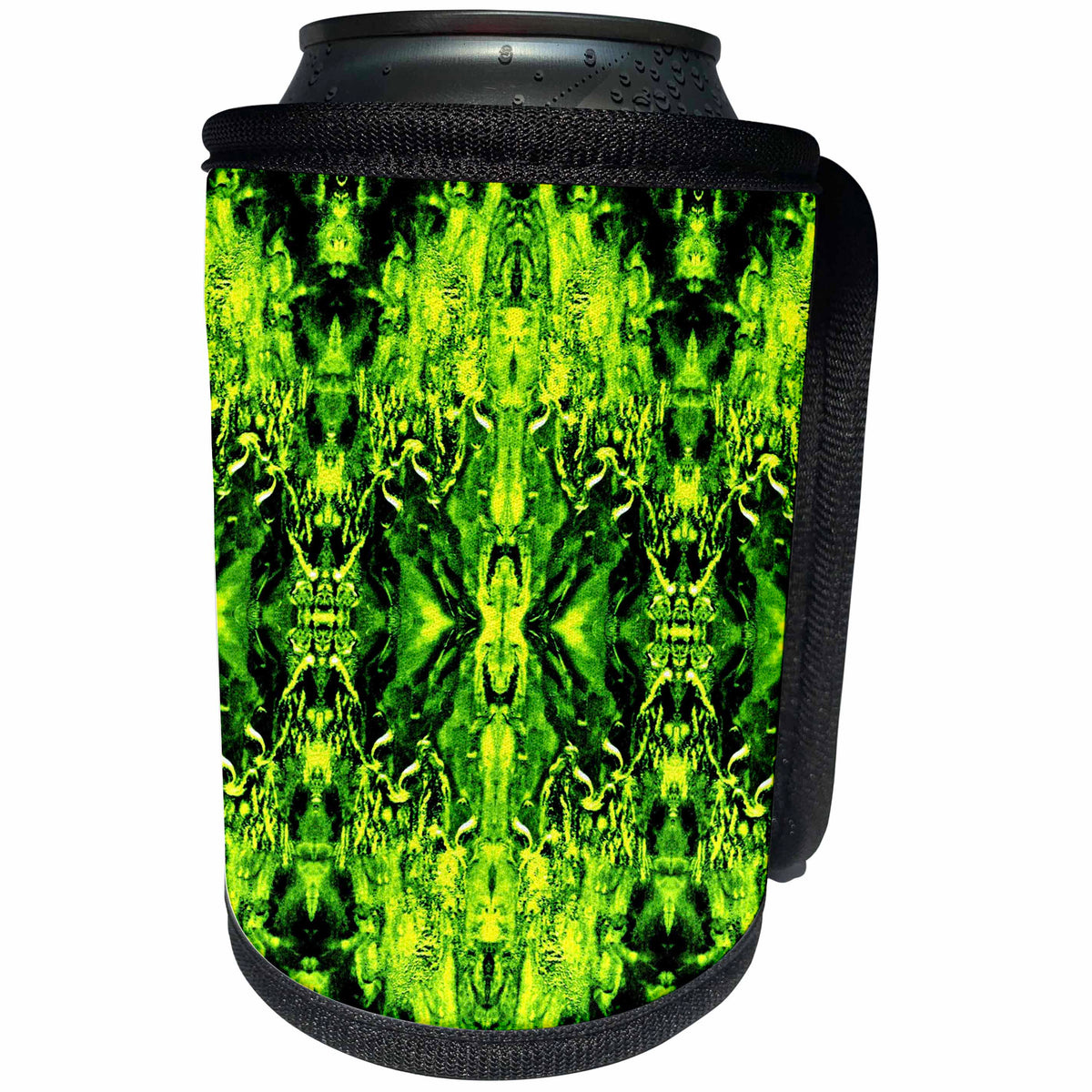 3dRose Costasonlineshop Pattern - Green Black Baroque Gothic Pattern - Can Cooler Bottle Wrap (cc_253572)
