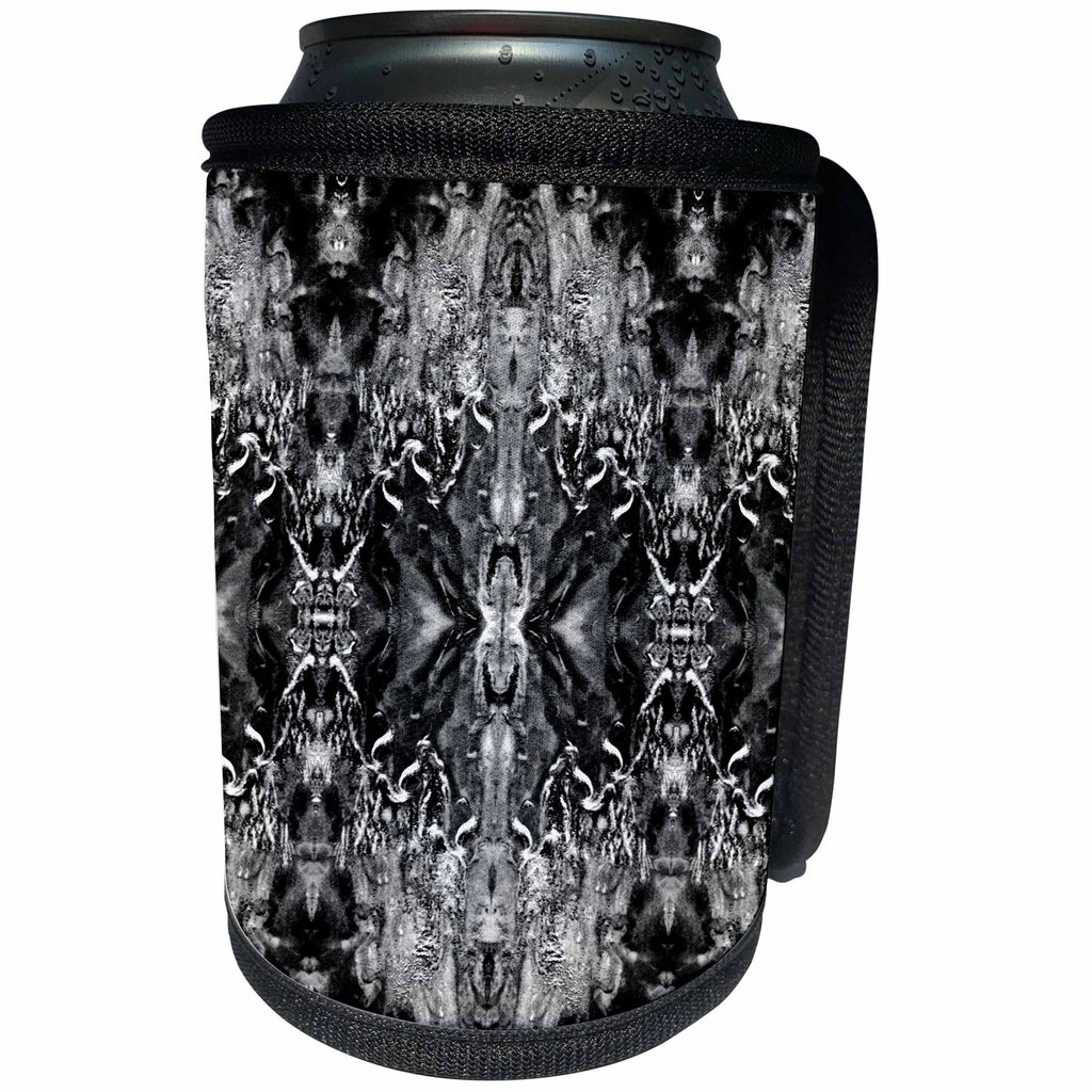 3dRose Costasonlineshop Black and White - Black White Baroque Gothic Pattern - Can Cooler Bottle Wrap (cc_253573)