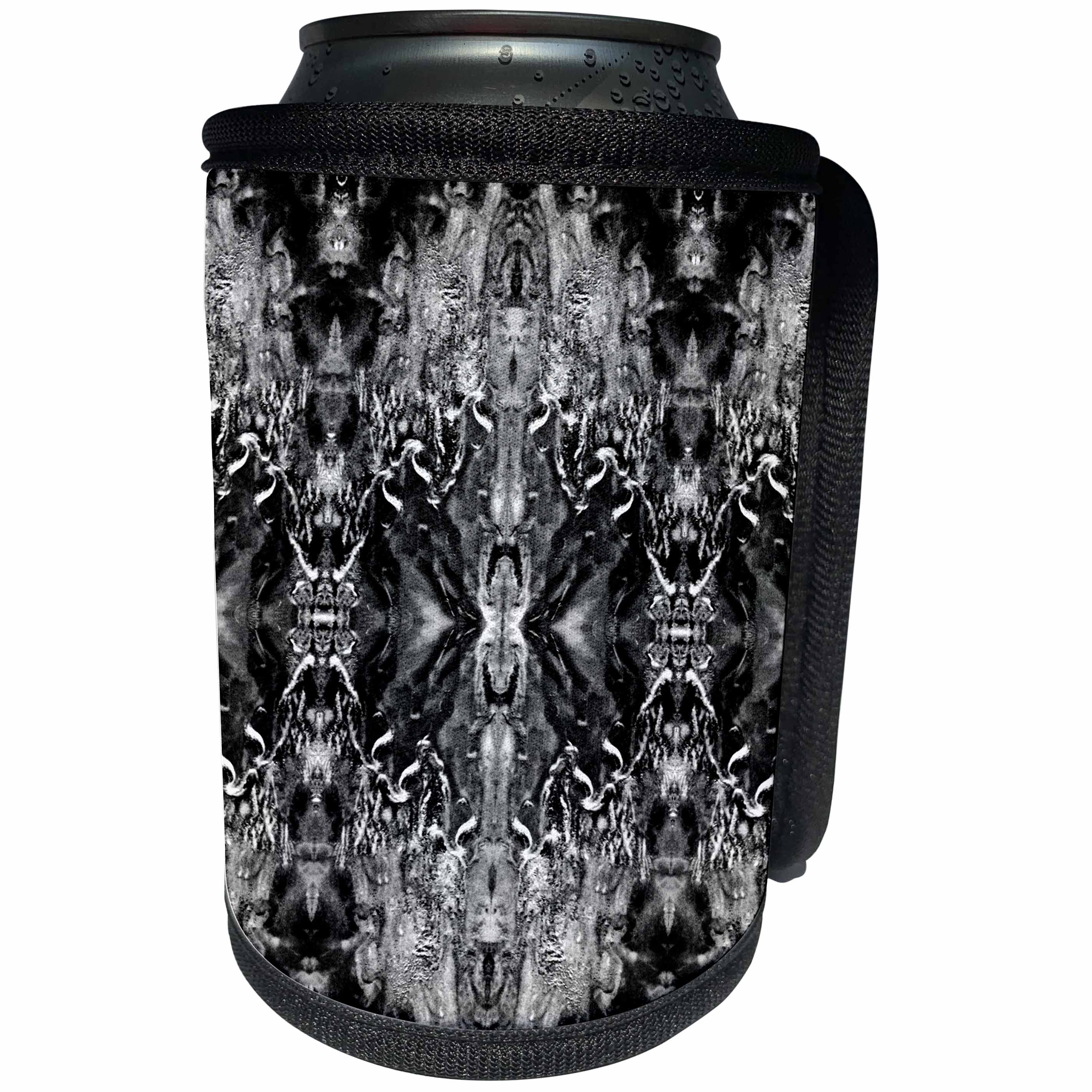 3dRose Costasonlineshop Black and White - Black White Baroque Gothic Pattern - Can Cooler Bottle Wrap (cc_253573)