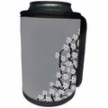 3dRose Janna Salak Designs Prints and Patterns - Pretty Grey Flower Blossum Print - Can Cooler Bottle Wrap (cc_25359)