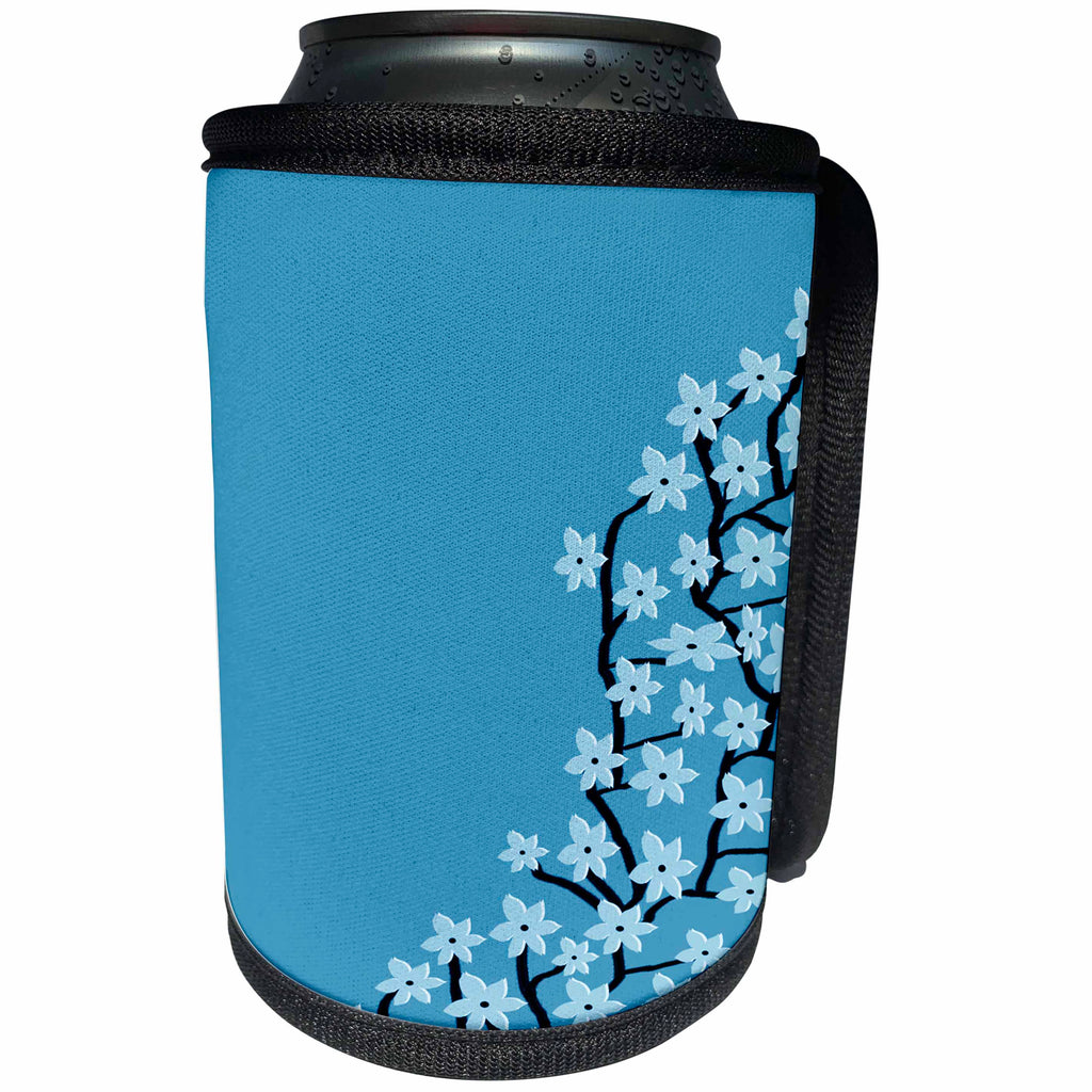 3dRose Janna Salak Designs Prints and Patterns - Pretty Blue Flower Blossum Print - Can Cooler Bottle Wrap (cc_25360)