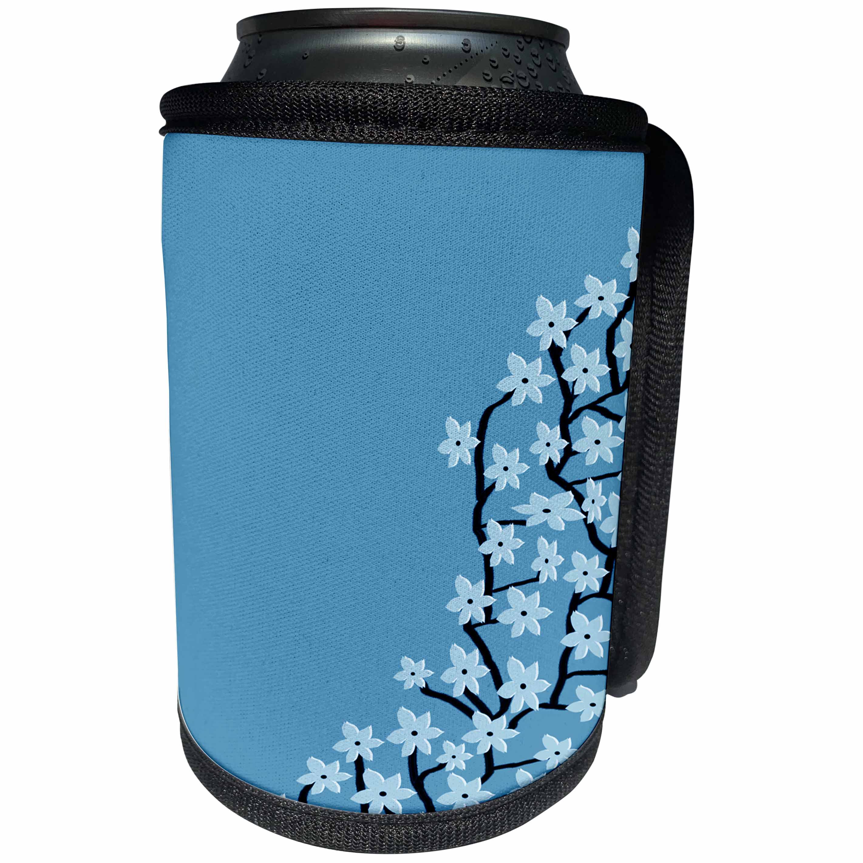 3dRose Janna Salak Designs Prints and Patterns - Pretty Blue Flower Blossum Print - Can Cooler Bottle Wrap (cc_25360)