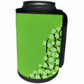 3dRose Janna Salak Designs Prints and Patterns - Pretty Green Flower Blossum Print - Can Cooler Bottle Wrap (cc_25361)