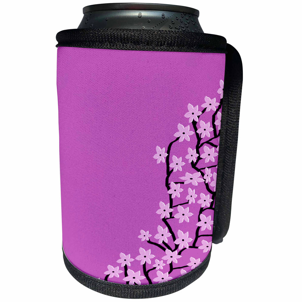 3dRose Janna Salak Designs Prints and Patterns - Pretty Purple Flower Blossum Print - Can Cooler Bottle Wrap (cc_25362)