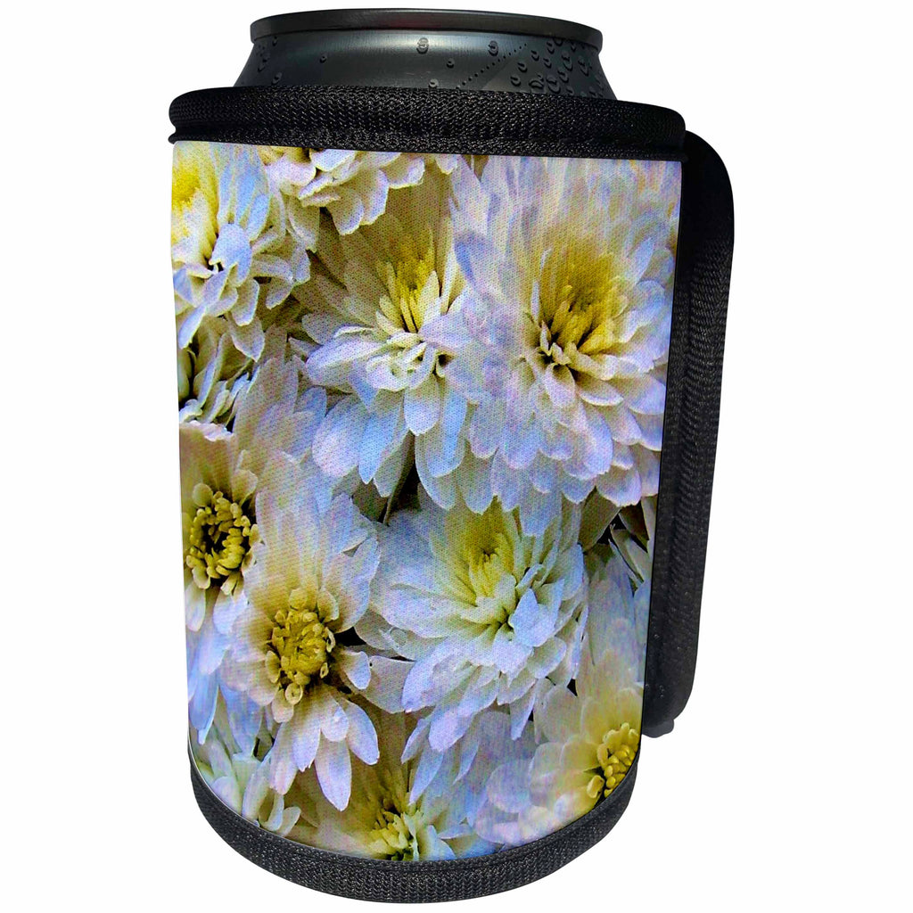 3dRose Costasonlineshop Photography Flowers - White Yellow Blue Wedding Flowers - Can Cooler Bottle Wrap (cc_253637)