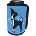 3dRose Janna Salak Designs Dogs - Cute Grey Blue Italian Greyhound Blue with Pawprints - Can Cooler Bottle Wrap (cc_25364)