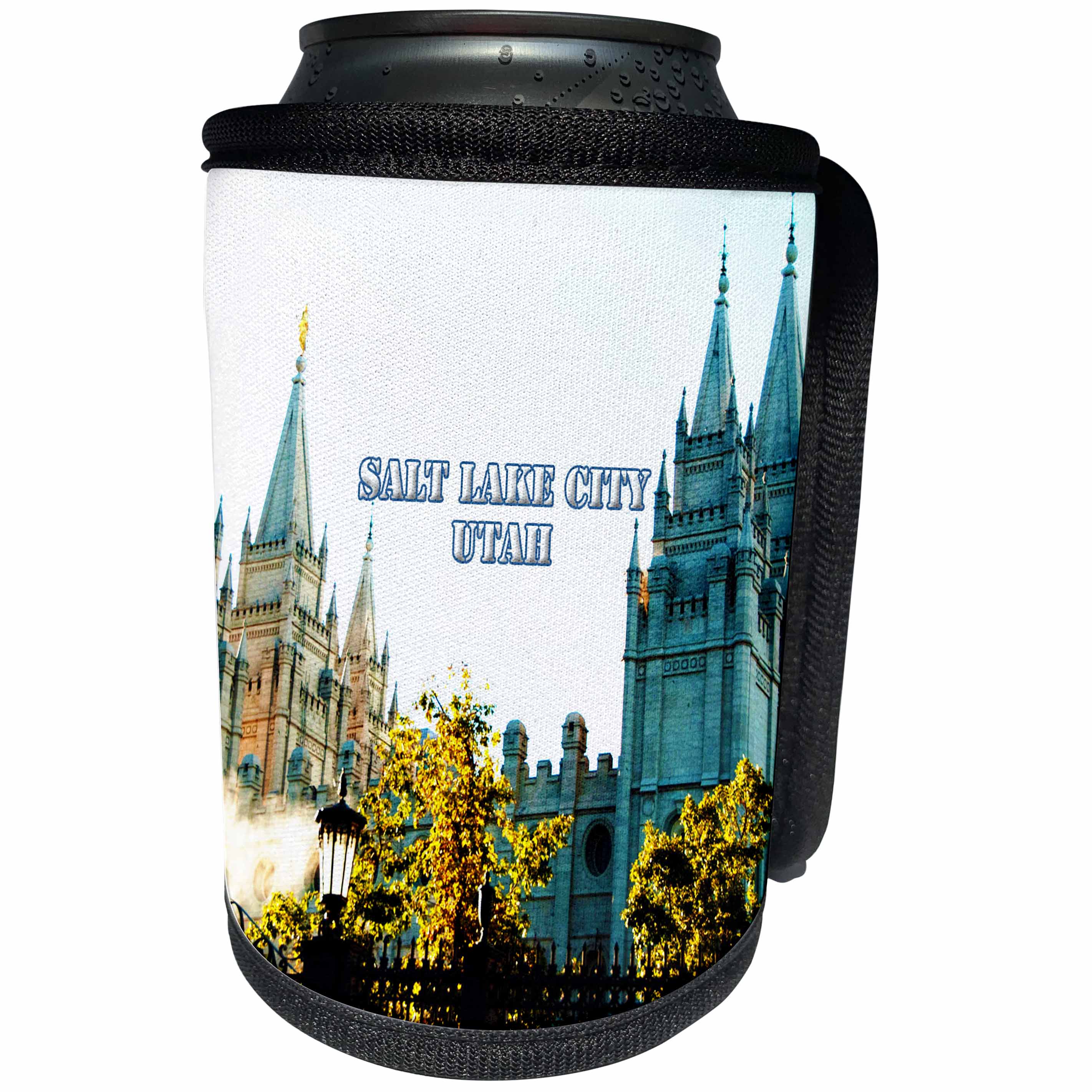 3dRose Jos Fauxtographee- Salt Lake City, Utah Temple - The Salt Lake City LDS Temple with spires reaching to the sky - Can Cooler Bottle Wrap (cc_253646)