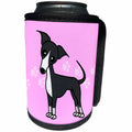 3dRose Janna Salak Designs Dogs - Cute Grey Blue Italian Greyhound Pink with Pawprints - Can Cooler Bottle Wrap (cc_25365)